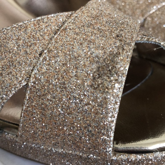 Alfani Fairfax Gold Glitter Platform Open Toe Heels - Picture 14 of 15